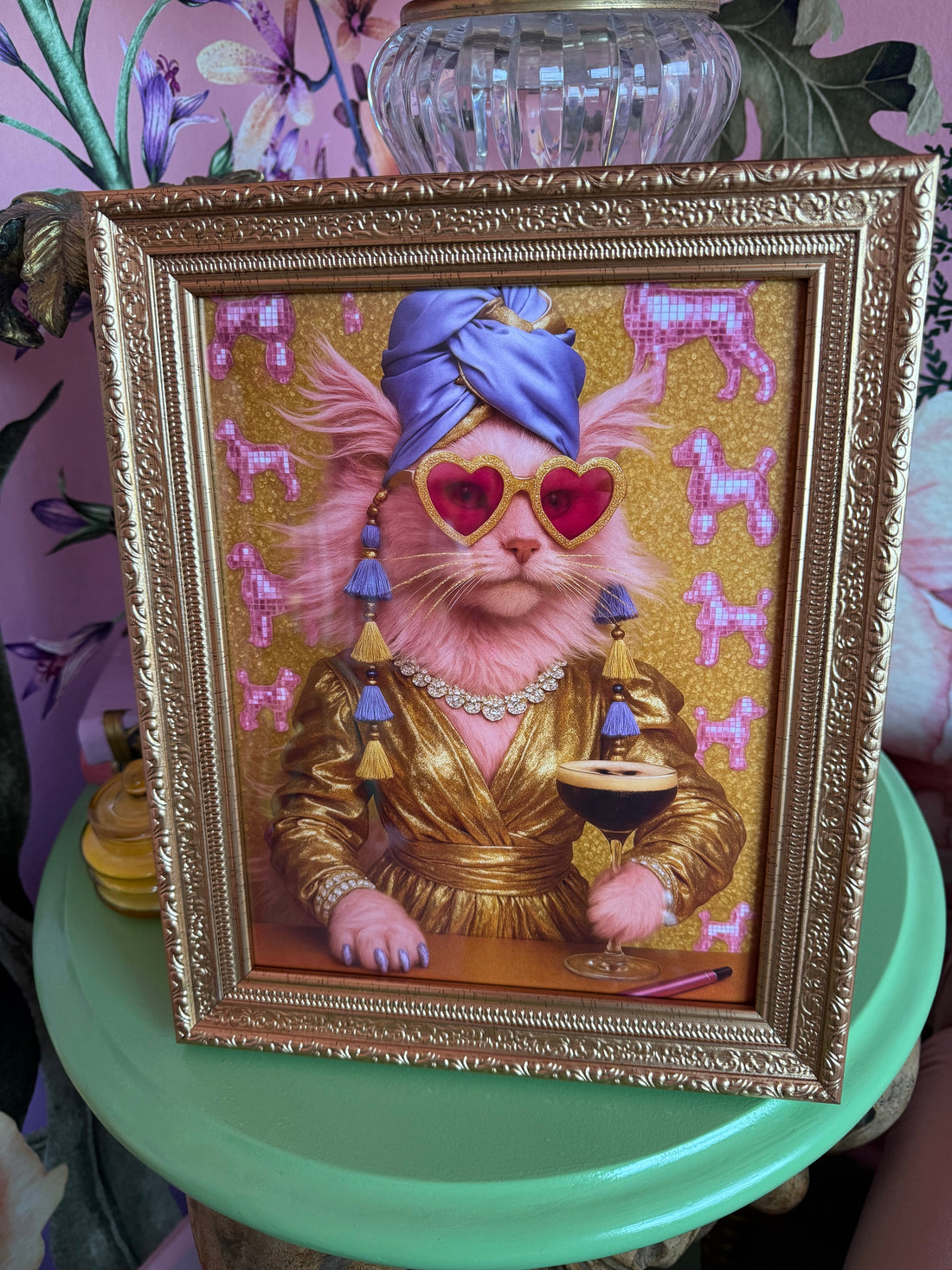 Kitty Expresso in Gold Ornate Frame