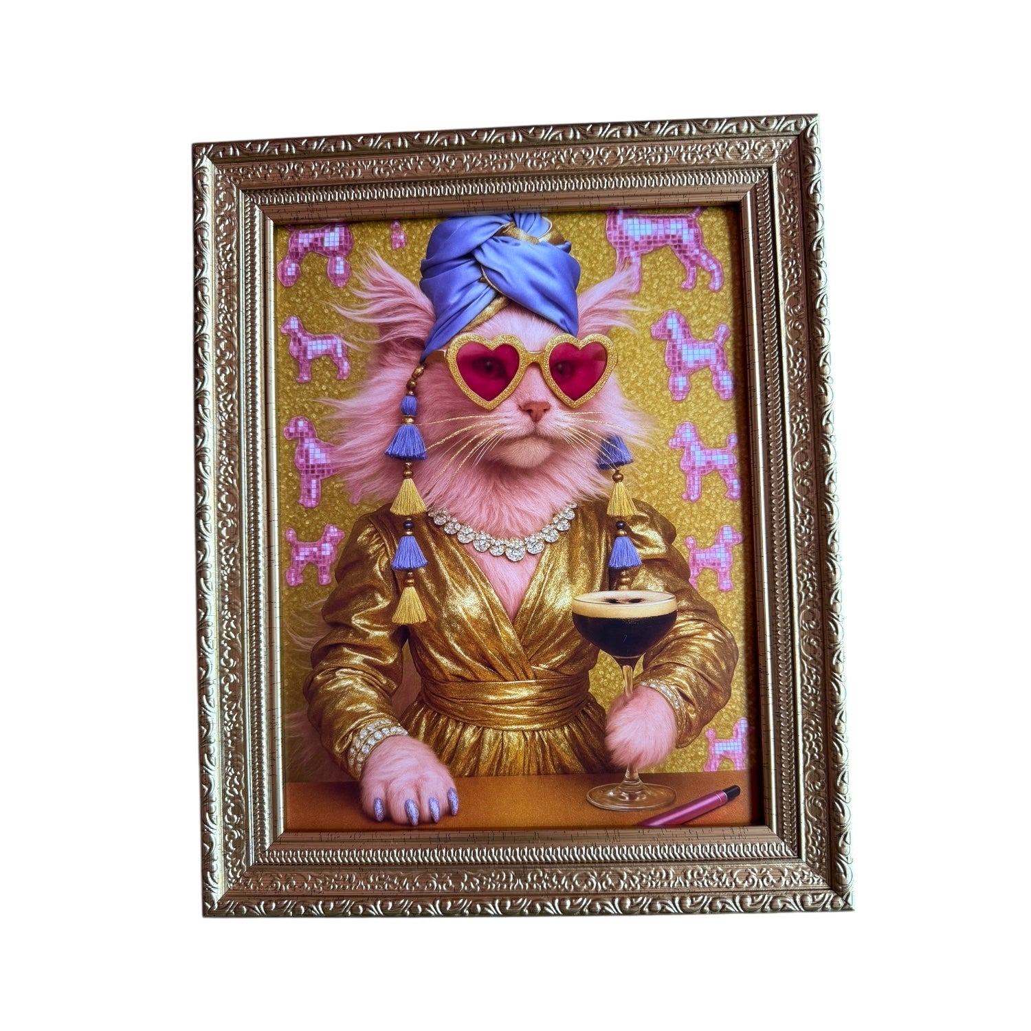 Kitty Expresso in Gold Ornate Frame