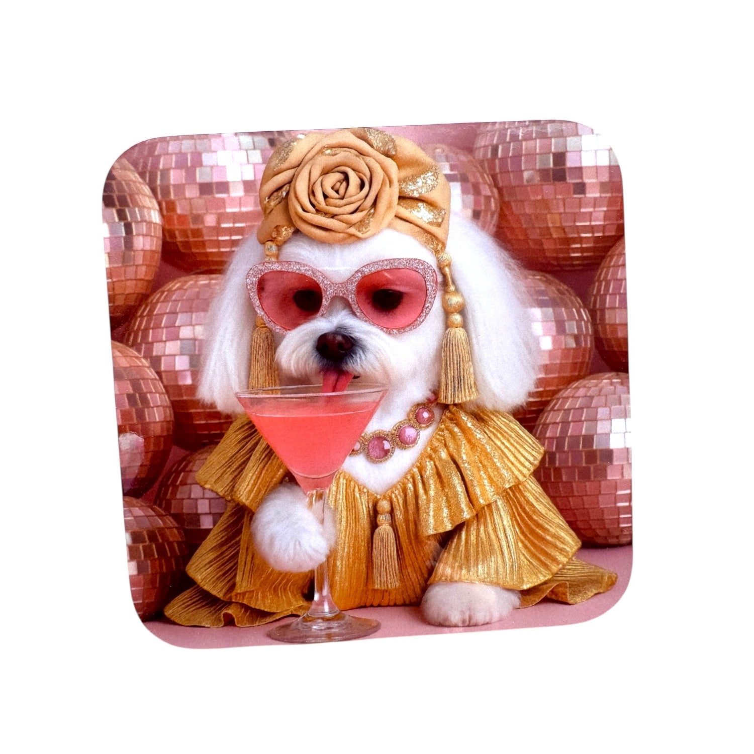 CUSTOM PAWTRAIT DRINK GLOSS COASTERS x 4