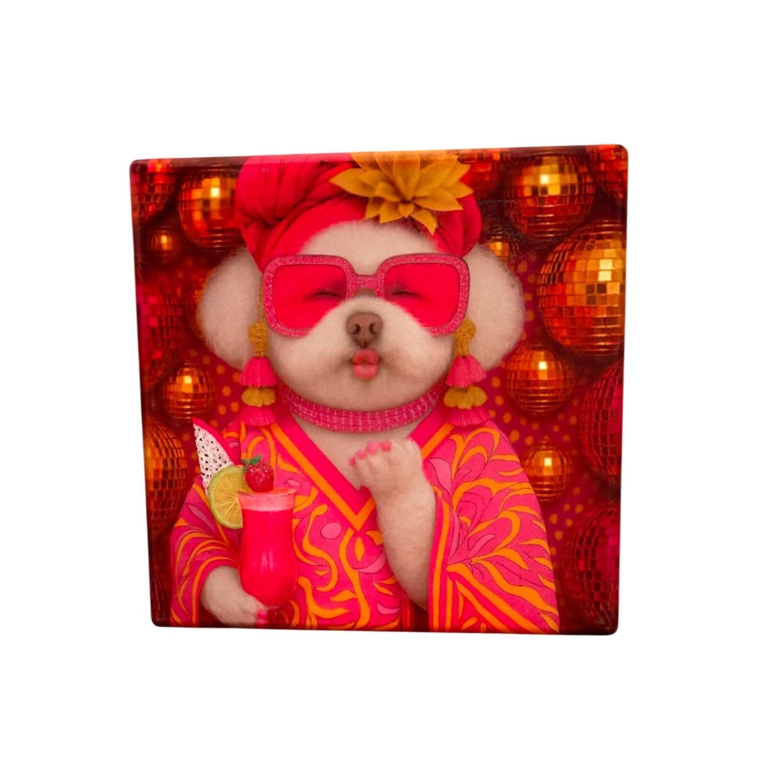 CUSTOM PAWTRAIT CERAMIC DRINK COASTERS x 4