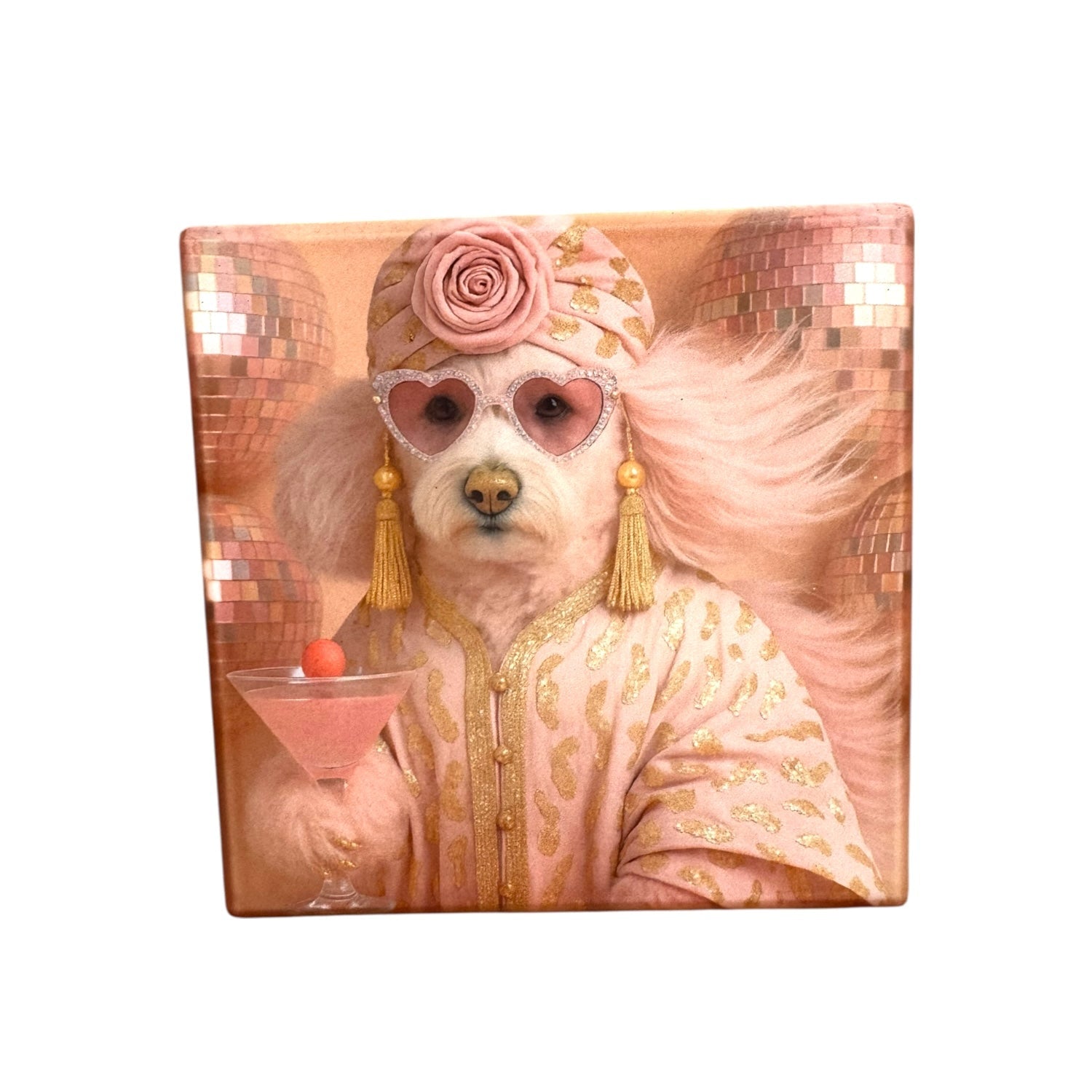 CUSTOM PAWTRAIT CERAMIC DRINK COASTERS x 4