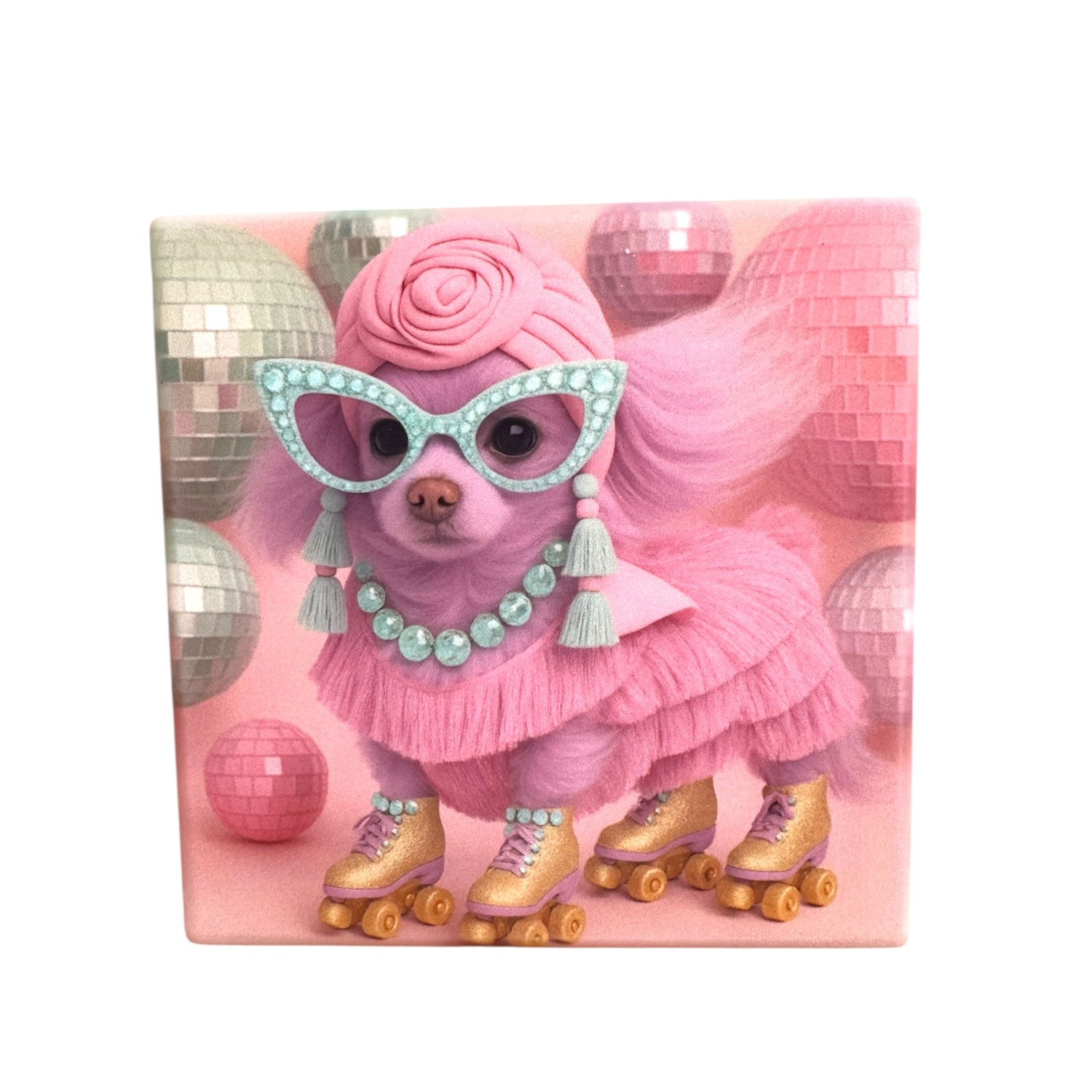 CUSTOM PAWTRAIT CERAMIC DRINK COASTERS x 4